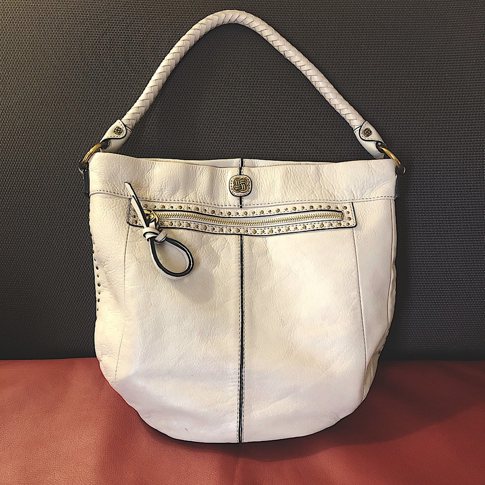 Elliot Lucca White Pebbled Leather Hobo Bag